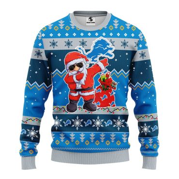 Detroit Lions Dabbing Santa Claus Ugly Christmas Sweater