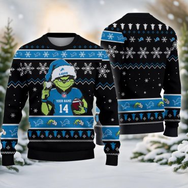 Detroit Lions Grinch Holiday Cheer Ugly Christmas Sweater
