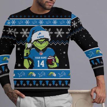 Detroit Lions Grinch Holiday Cheer Ugly Christmas Sweater