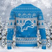 Detroit Lions Grinch Santa Magic Ugly Christmas Sweater Back - TeeUgly