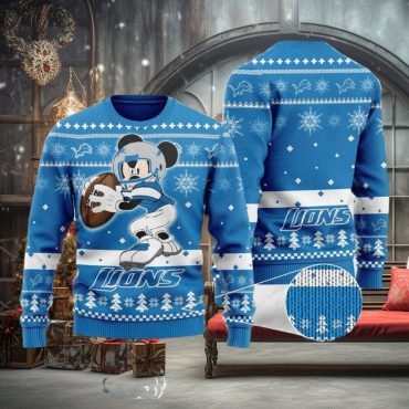 Detroit Lions Mickey Football Ugly Christmas Sweater