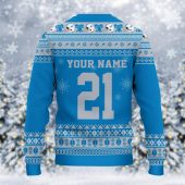 Detroit Lions Mickey Mouse Santa Ugly Christmas Sweater Back - TeeUgly