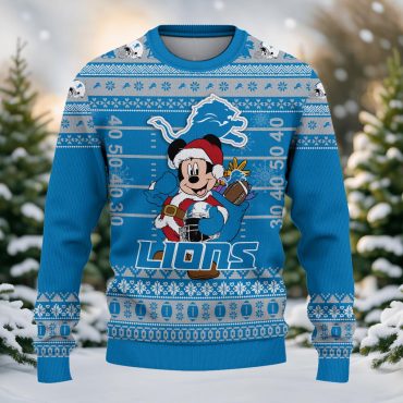 Detroit Lions Mickey Mouse Santa Ugly Christmas Sweater