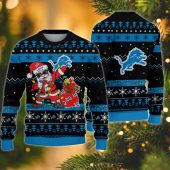 Detroit Lions Santa Claus Ugly Christmas Sweater - TeeUgly