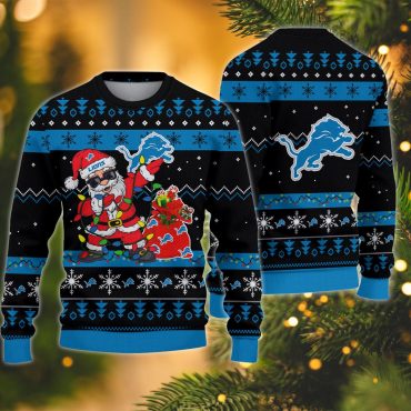 Detroit Lions Santa Claus Ugly Christmas Sweater
