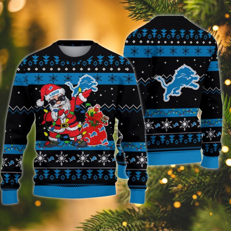 Detroit Lions Santa Claus Ugly Christmas Sweater