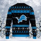 Detroit Lions Santa Claus Ugly Christmas Sweater Back - TeeUgly