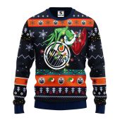 Edmonton Oilers Grinch Hand Ugly Christmas Sweater - TeeUgly