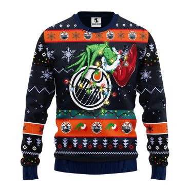 Edmonton Oilers Grinch Hand Ugly Christmas Sweater