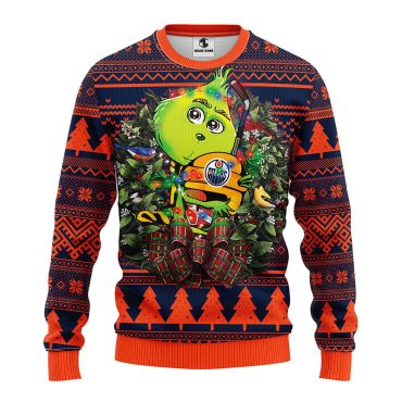 Edmonton Oilers Grinch Hug Ugly Christmas Sweater