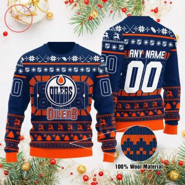 Edmonton Oilers Holiday Ice Rink Ugly Christmas Sweater
