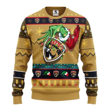 Florida Panthers Grinch Hand Ugly Christmas Sweater