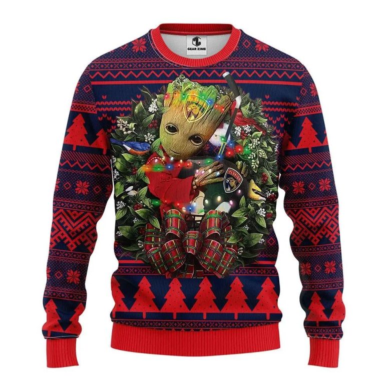 Florida Panthers Groot Hug Ugly Christmas Sweater