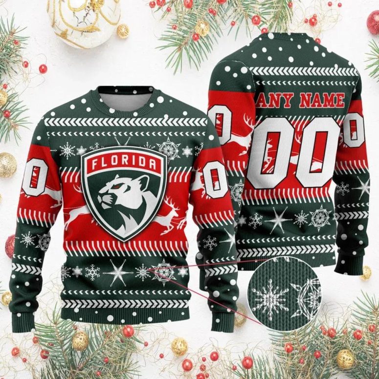 Florida Panthers Holiday Sparkle Ugly Christmas Sweater