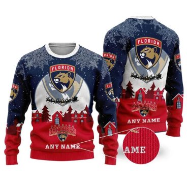 Florida Panthers Sleigh Ride Snowfall Ugly Christmas Sweater