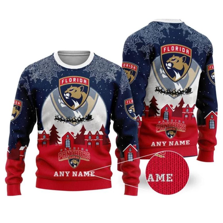Florida Panthers Sleigh Ride Snowfall Ugly Christmas Sweater