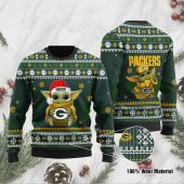Green Bay Packers Baby Yoda Christmas Spirit Ugly Christmas Sweater