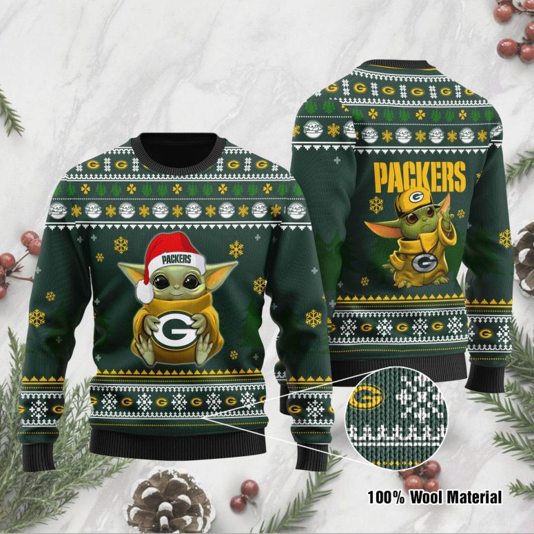 Green Bay Packers Baby Yoda Christmas Spirit Ugly Christmas Sweater