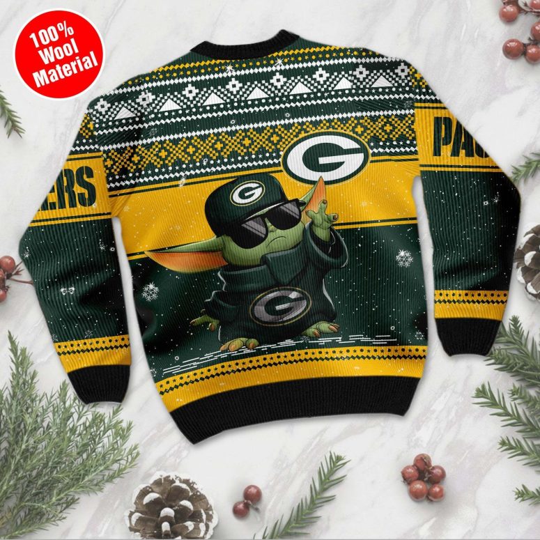 Green Bay Packers Baby Yoda Ugly Christmas Sweater