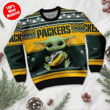 Green Bay Packers Baby Yoda Ugly Christmas Sweater