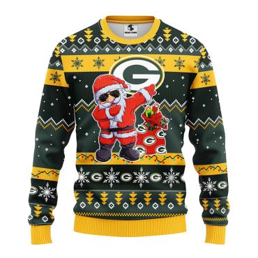 Green Bay Packers Dabbing Santa Claus Ugly Christmas Sweater
