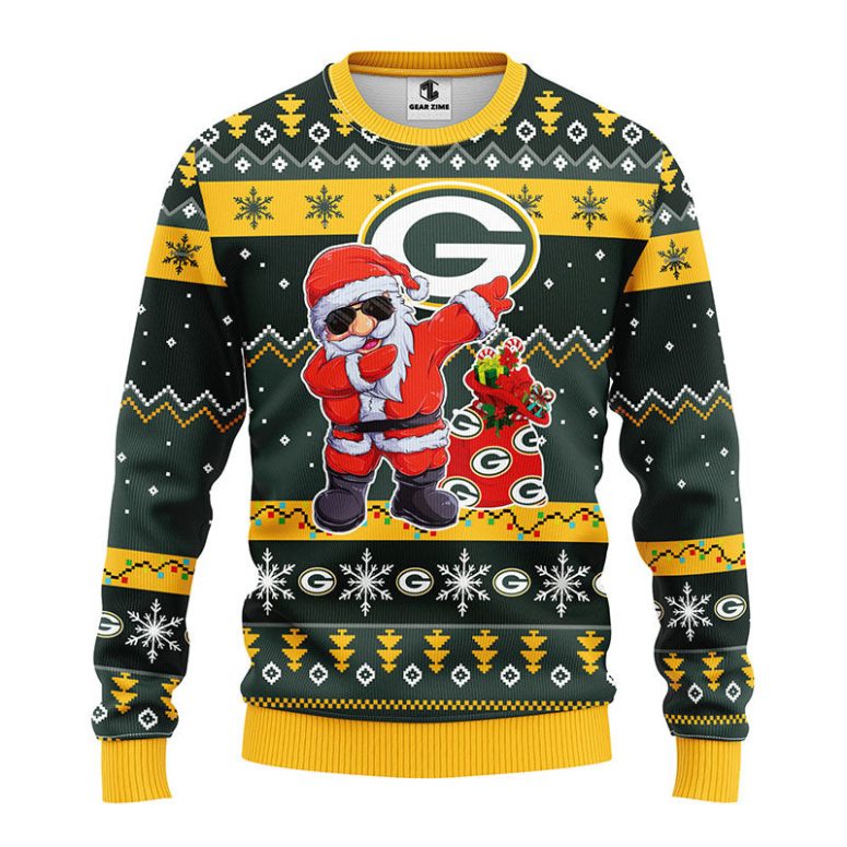 Green Bay Packers Dabbing Santa Claus Ugly Christmas Sweater