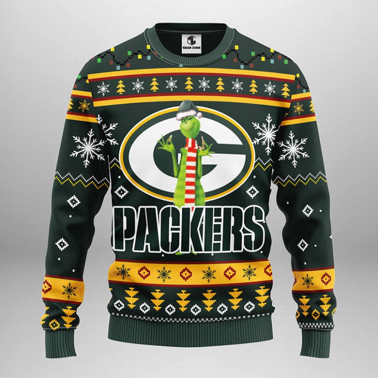 Green Bay Packers Funny Grinch Ugly Christmas Sweater
