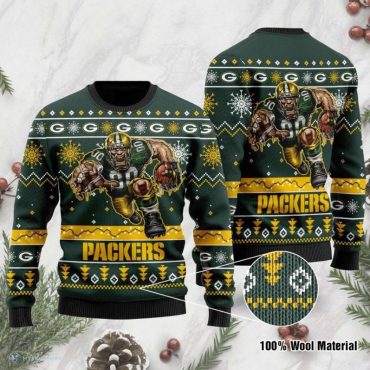 Green Bay Packers Gridiron Hero Ugly Christmas Sweater