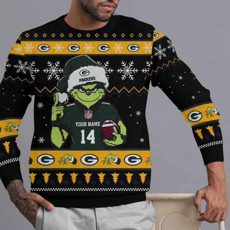 Green Bay Packers Grinch Holiday Cheer Ugly Christmas Sweater