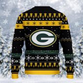 Green Bay Packers Santa Claus Dabbing Ugly Christmas Sweater Back - TeeUgly