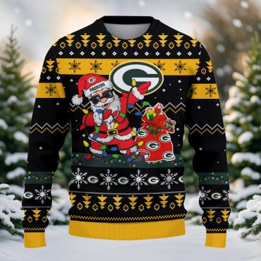 Green Bay Packers Santa Claus Dabbing Ugly Christmas Sweater