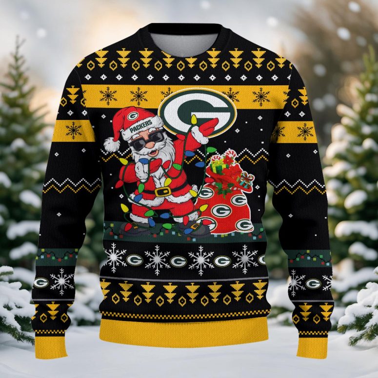 Green Bay Packers Santa Claus Dabbing Ugly Christmas Sweater