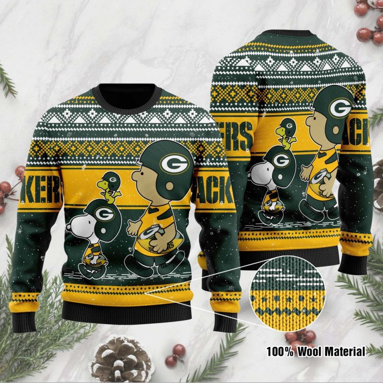 Green Bay Packers Snoopy and Woodstock Ugly Christmas Sweater