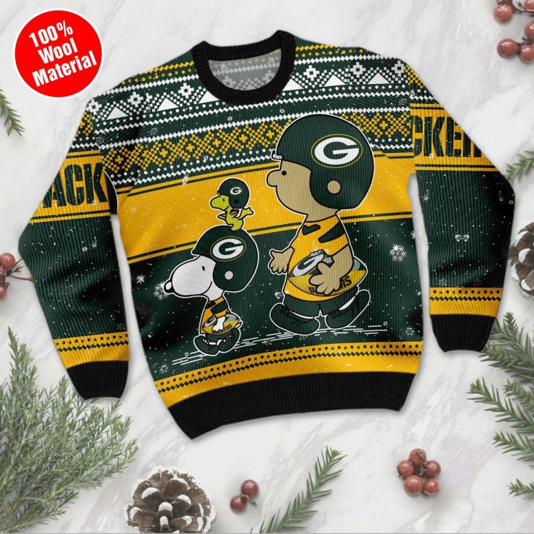 Green Bay Packers Snoopy and Woodstock Ugly Christmas Sweater