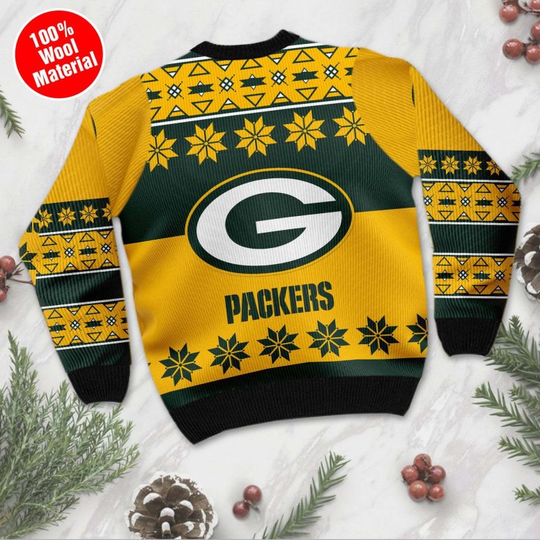 Green Bay Packers Snowflakes & Logo Ugly Christmas Sweater