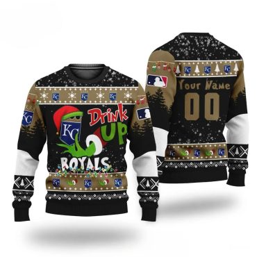 Grinch Drink Up Kansas City Royals Custom Ugly Christmas Sweater