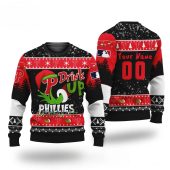 Grinch Drink Up Philadelphia Phillies Custom Ugly Christmas Sweater