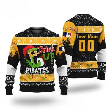 Grinch Drink Up Pittsburgh Pirates Custom Ugly Christmas Sweater