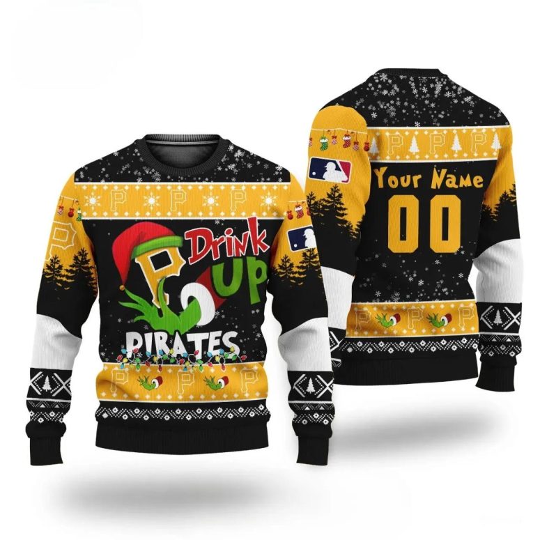 Grinch Drink Up Pittsburgh Pirates Custom Ugly Christmas Sweater