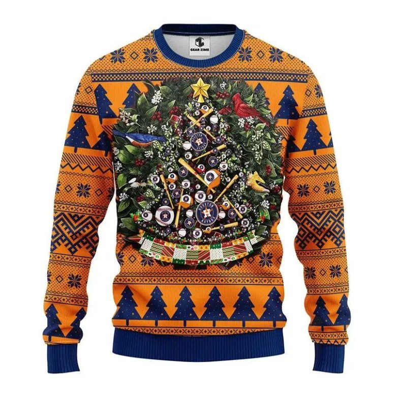 Houston Astros Christmas Tree Baseball Ugly Christmas Sweater