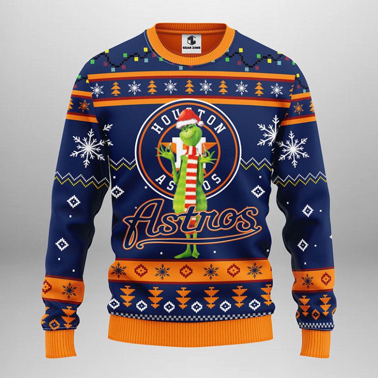 Houston Astros Funny Grinch Ugly Christmas Sweater
