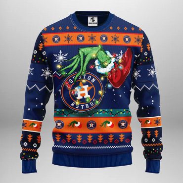 Houston Astros Grinch Hand Ugly Christmas Sweater