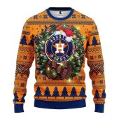 Houston Astros Wreath of Lights Holiday Ugly Christmas Sweater