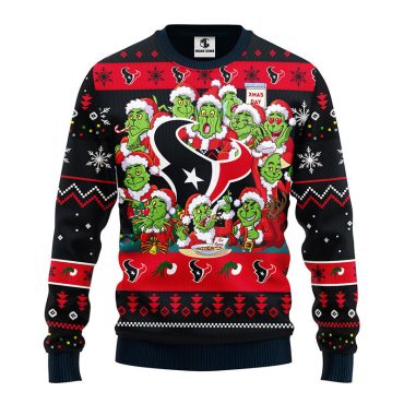 Houston Texans 12 Grinch Xmas Day Ugly Christmas Sweater