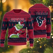 Houston Texans Grinch Holiday Touchdown Ugly Christmas Sweater - TeeUgly