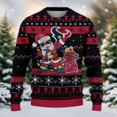 Houston Texans Grinch Santa Cheer Ugly Christmas Sweater Front - TeeUgly