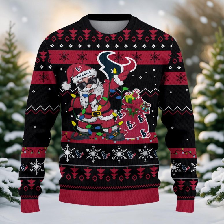 Houston Texans Grinch Santa Cheer Ugly Christmas Sweater
