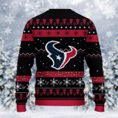 Houston Texans Santa Claus Dabbing Ugly Christmas Sweater Back - TeeUgly