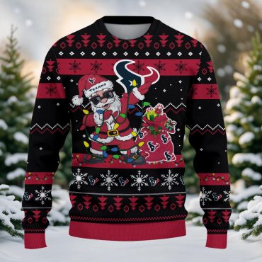 Houston Texans Santa Claus Dabbing Ugly Christmas Sweater