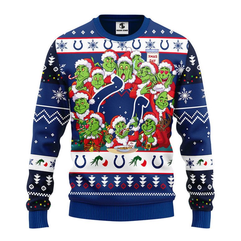 Indianapolis Colts 12 Grinch Xmas Day Ugly Christmas Sweater